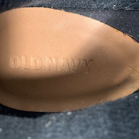 Old Navy Women 8 Black Peep Toe Ankle Bootie Stacked Heel Zip Closure BlackJack - Picture 7 of 10